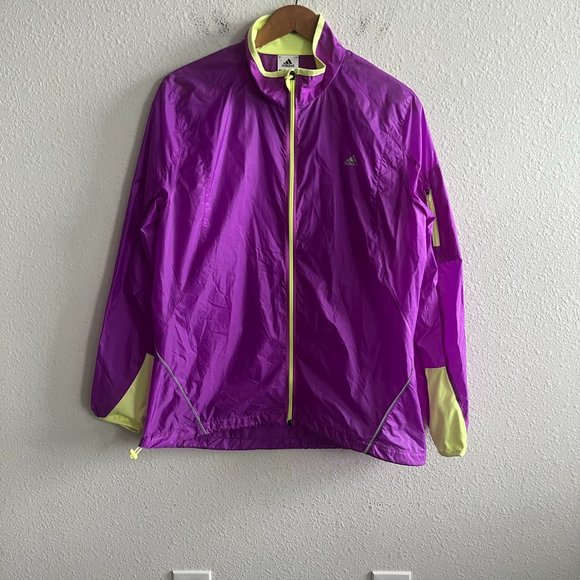Adidas Women's Climaspeed Purple Full Zip Lightweight Running Windbreaker Size L - Picture 2 of 11